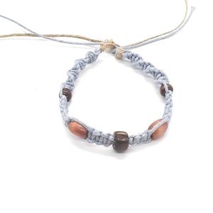 Handmade Hemp Bracelet Light Blue Brown
